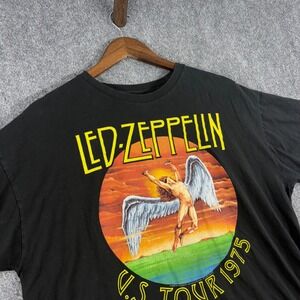 Led Zeppelin US Tour 1975 Black T Shirt Bravado XL Concert Band‎ Tee